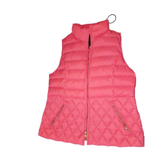 Talbots Quilted Puffer Vest M Pink With Zip Pockets & Front Closure - Picture 8 of 10
